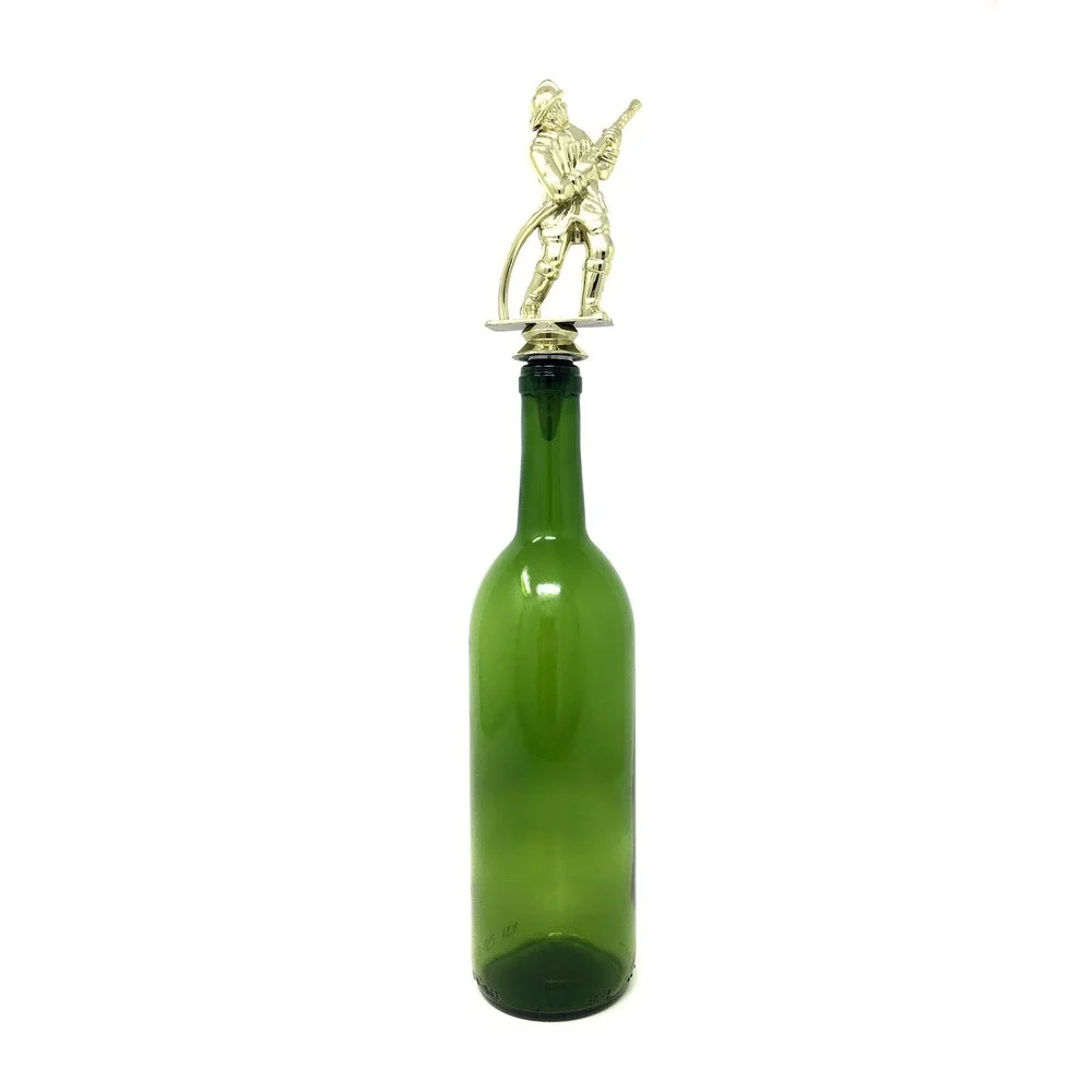 Handmade Bottle Stopper made from Repurposed Fireman Trophy